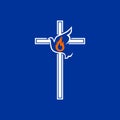 Church logo. The cross and the flying dove - God`s spirit. Royalty Free Stock Photo