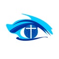 Church logo. The cross of Jesus Christ and God`s sight Royalty Free Stock Photo