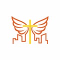 Church logo. The cross of Jesus Christ, the holy Church, and the wings of angels