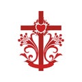 Church logo. The cross of Jesus Christ and plant elements. Royalty Free Stock Photo