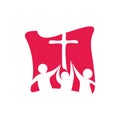 Church logo. The Cross of Jesus Christ and worshiping the Lord