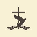 Church logo. The cross of Jesus and the dove are a symbol of the Holy Spirit Royalty Free Stock Photo