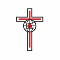 Church logo. The cross of Jesus, the globe and the flame