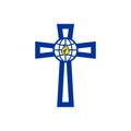 Church logo. The cross of Jesus, the globe and the flame