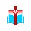 Church logo. The cross of Jesus, the globe of the world, and the doveChurch logo. Cross of Jesus, open bible, heart and dove