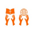 Church logo. The cross of Jesus and the open bible, the globe and the cross Royalty Free Stock Photo