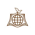 Church logo. The cross of Jesus, the open bible, the globe and the dove are a symbol of the Holy Spirit