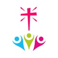 Church logo. The cross of Jesus and the worshipers of God