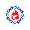 Church logo. Crown of thorns, dove and flame.