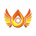 Church logo. Crown of Thorns, the flame of the Holy Spirit, angels wings