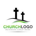 Church logo design icon on white background. Classical, ancient. on white background