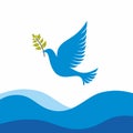 Church logo. Dove with branch, which Noah released from the ark. Royalty Free Stock Photo