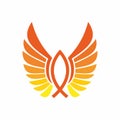 Church logo. Fish - a sign of Jesus Christ, the angel`s wings