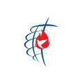 Church logo. The globe, the cross of Jesus Christ and the dove in the flames of fire