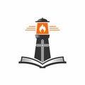 Church logo. God`s lighthouse and the Holy Scripture.