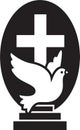 Church logo for modern christians with flying dove, cross and stairs. Flat isolated vector icon symbol for love, hope Royalty Free Stock Photo
