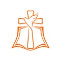 Church logo. The open bible, the cross of Jesus Christ and the dove are a symbol of the Holy Spirit Royalty Free Stock Photo