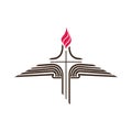 Church logo. The open bible, the cross of Jesus Christ and the flame is a symbol of the Holy Spirit Royalty Free Stock Photo