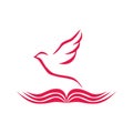 Church Logo. An Open Bible And A Dove Are A Symbol Of The Holy Spirit