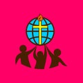 Church logo. People around the world worship the Lord Jesus Christ in the Spirit and in truth. Royalty Free Stock Photo