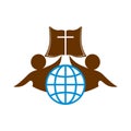 Church logo. People worship Christ