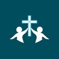 Church logo. People worship Christ