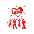 Church logo. People worship Christ in love