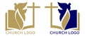 Church logo set, symbol of Christianity, the cross , dove and the gospel, Scripture, vector illustration