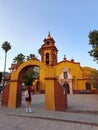 Church in the magical town Bernal where the third largest monolith in the world is located. In Ezequiel Montes, Queretaro, Mexico Royalty Free Stock Photo