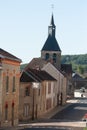 The church and the main street of Venteuil, a small village in the heart of the Champagne vineyards.