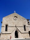 Church on Mandraki Harbour on the Greek island of Rhodes. Royalty Free Stock Photo