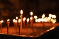 Church memorial candles are lit in the church Royalty Free Stock Photo