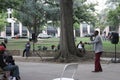 A church minister preaching to homeless men and w Royalty Free Stock Photo