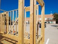 Church ministry project building mobile home, residential manufactured house under construction, wooden prefab house timber Royalty Free Stock Photo