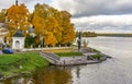 Church and monument to Alexander Nevsky at the confluence of the river Izhora in the Neva