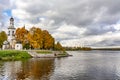 Church and monument to Alexander Nevsky at the confluence of the river Izhora in the Neva