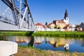 Church and Morava river, Uhersky Ostroh town, South Moravia, Czech republic