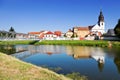 Church and Morava river, Uhersky Ostroh town, South Moravia, Czech republic