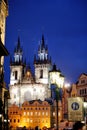 Church of Mother of God before Tyn night view in Prague, Czech Republic Royalty Free Stock Photo