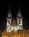 Church of Mother of God before Tyn in Prague at night Royalty Free Stock Photo