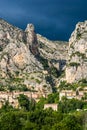 Church in Moustiers Sainte Marie village view in Provence Royalty Free Stock Photo