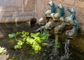 The Church of the Multiplication of the Loaves and the Fishes, Tabha, Israel. Fountain with bronze fishes.