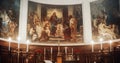 Church Mural Paintings Depicting the Lord Jesus Christ Having the Last Supper with the Disciples and