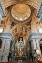 Church in Naples, frescoes and stucco work inside.