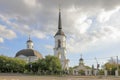 Church of the Nativity on the banks of the river Sheksna. Russia, Vologda region, Cherepovets city,  September 7, 2019 Royalty Free Stock Photo