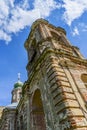 Church of the Nativity of the Blessed Virgin. Cross and fragment of the bell tower. Village Old Sitnya. Moscow region, Russia.