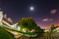 Church at night with stars and moon