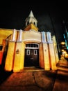 Church at night. Historical church of Melbourne Florida. Royalty Free Stock Photo