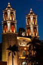 Church at night in Valladolid Mexico