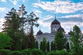 Church with ornamental garden